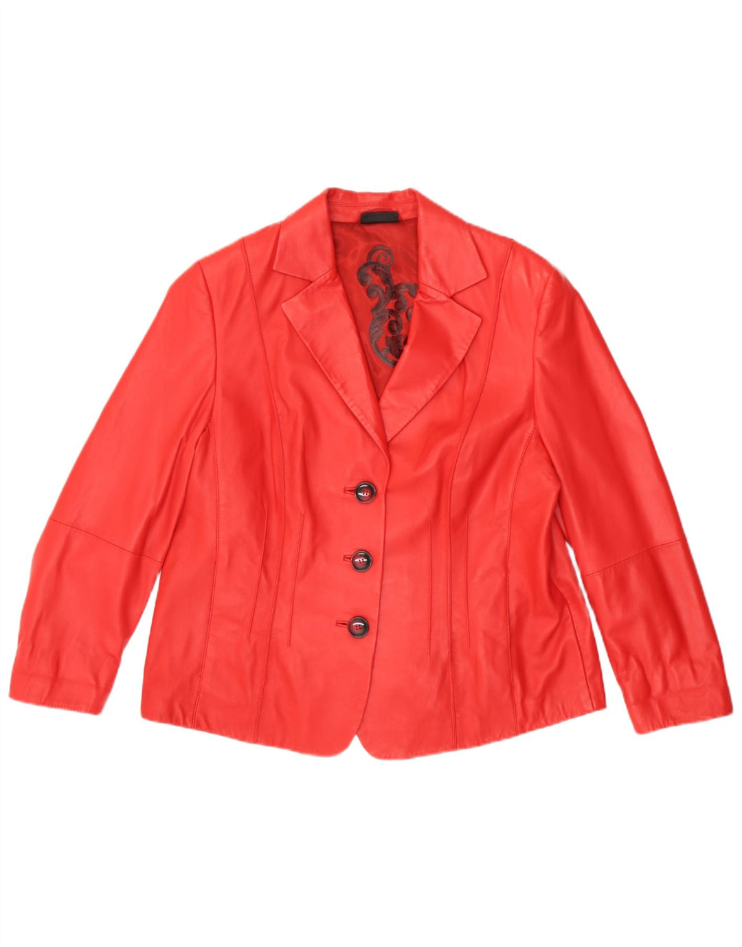 Gerry Weber Womens 3 Button Leather Blazer Jacket UK 20 2XL Red Leather