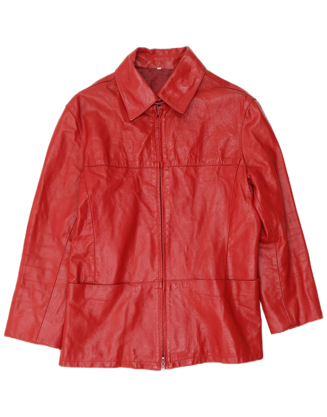 Vintage Womens Leather Jacket UK 14 Medium Red Leather