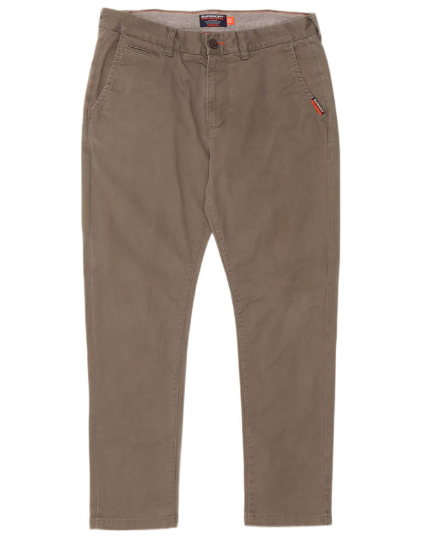 Superdry Mens Slim Cargo Trousers W34 L30 Khaki Cotton