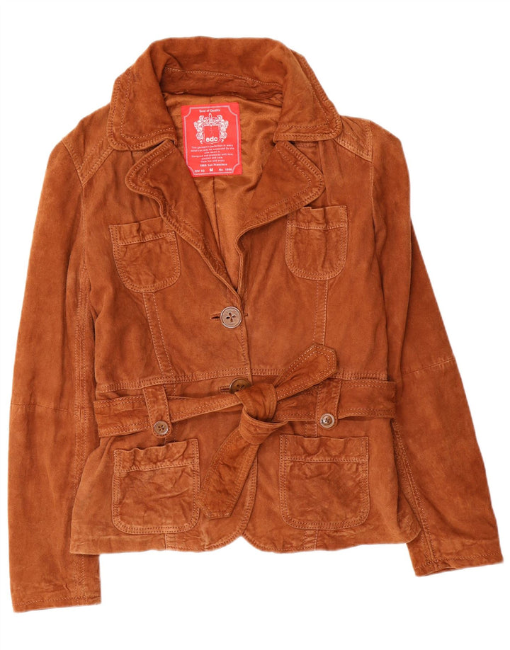 EDC Womens Suede Jacket UK 14 Medium Brown Leather