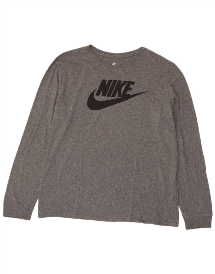 NIKE Mens Athletic Cut Graphic Top Long Sleeve XL Grey Flecked
