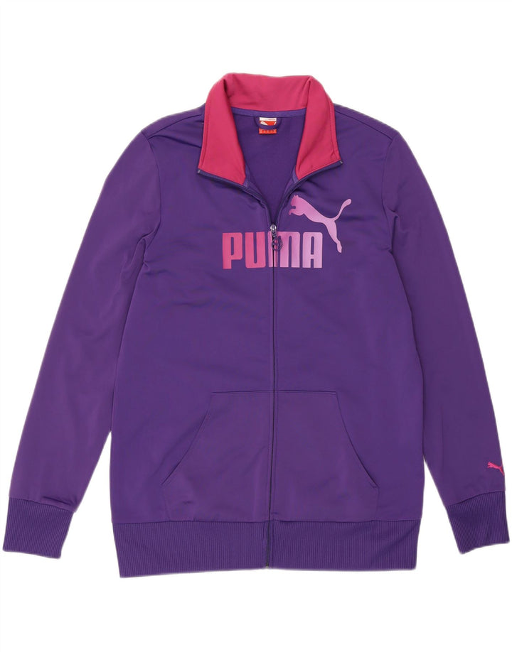 PUMA Womens Graphic Tracksuit Top Jacket UK 16 Large Purple Polyester