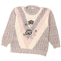 VINTAGE Womens Crew Neck Jumper Sweater UK 14 Medium Grey Colourblock
