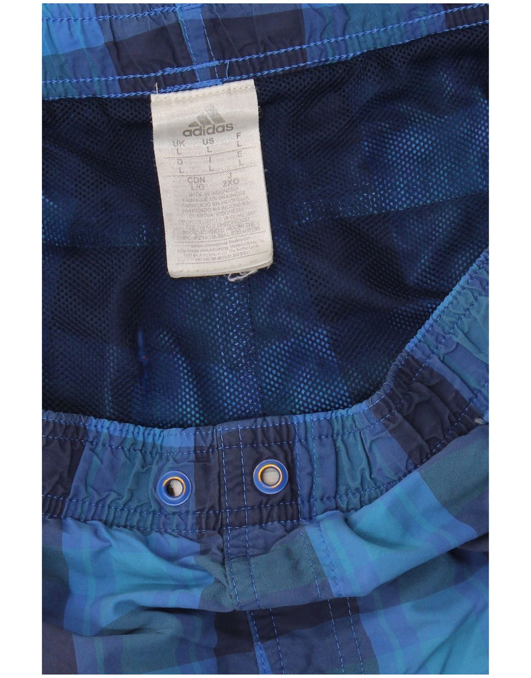 ADIDAS Mens Swimming Shorts Large  Blue Check Nylon