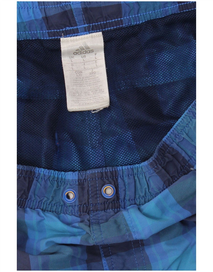ADIDAS Mens Swimming Shorts Large  Blue Check Nylon