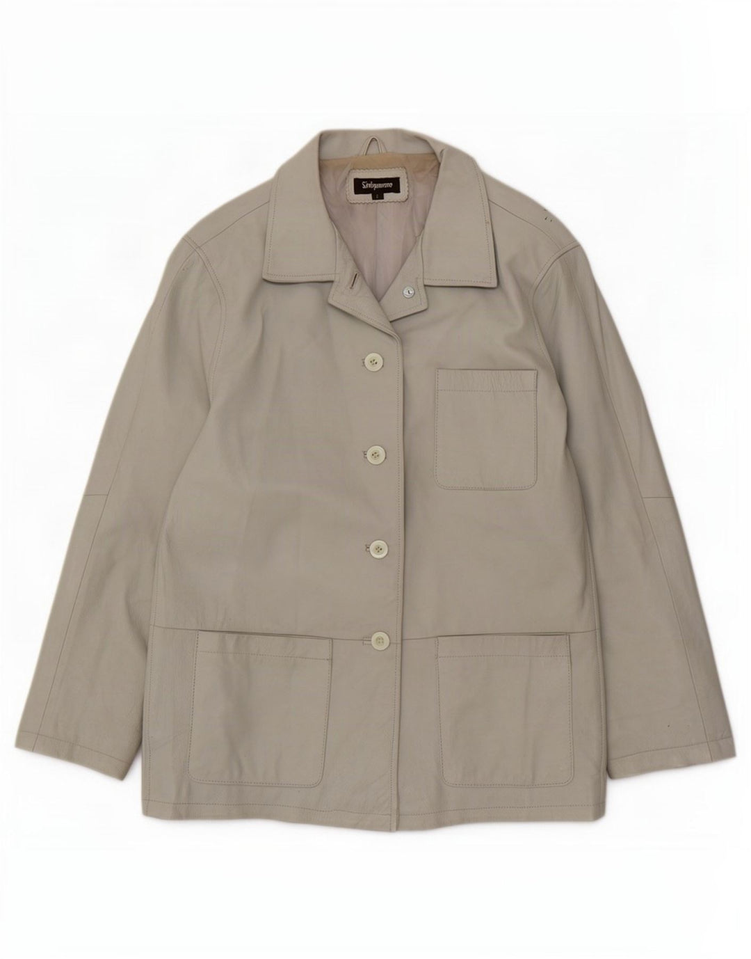 Sinequanone Womens Oversized Leather Utility Jacket UK 10 Small Grey