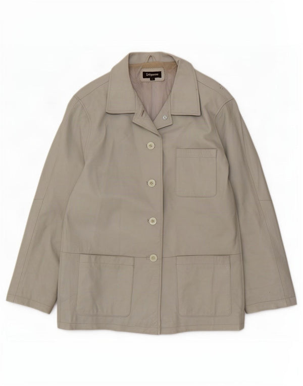Sinequanone Womens Oversized Leather Utility Jacket UK 10 Small Grey