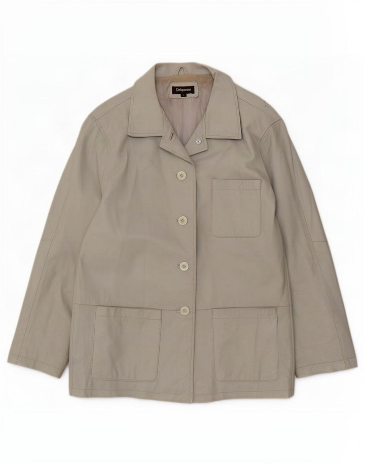 Sinequanone Womens Oversized Leather Utility Jacket UK 10 Small Grey
