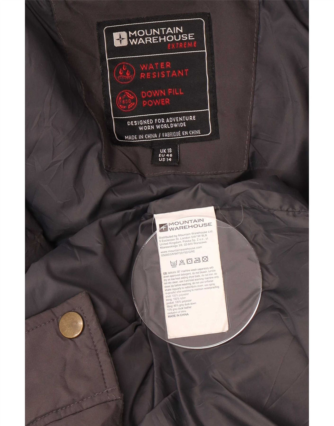 Mountain Warehouse Womens Hooded Padded Coat UK 18 XL Grey Polyester
