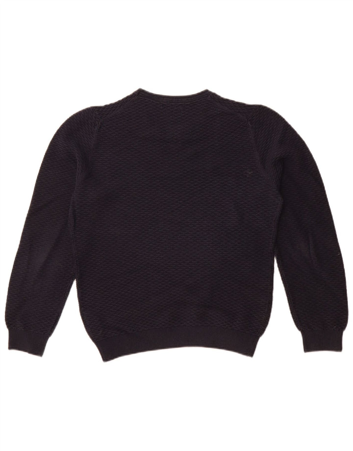 MASSIMO DUTTI Womens Boat Neck Jumper Sweater UK 10 Small Navy Blue Cotton