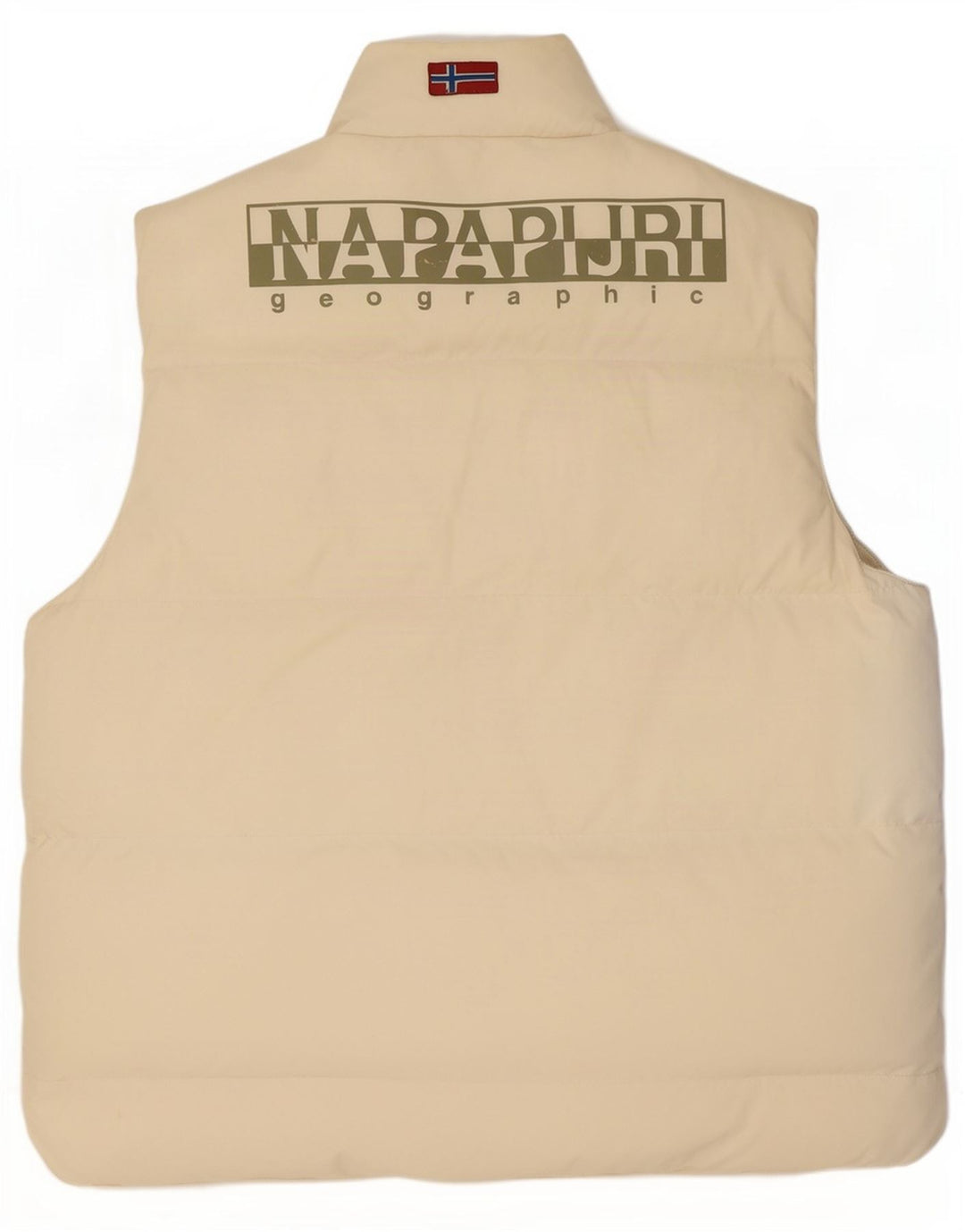 Napapijri Mens Graphic Padded Gilet UK 38 Medium Off White Polyamide