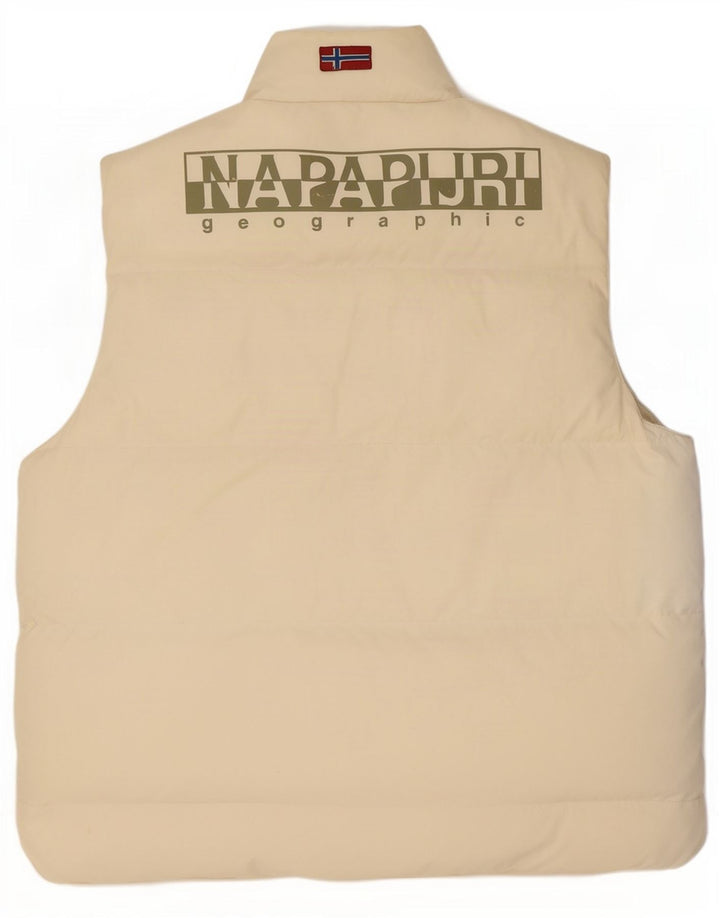 Napapijri Mens Graphic Padded Gilet UK 38 Medium Off White Polyamide