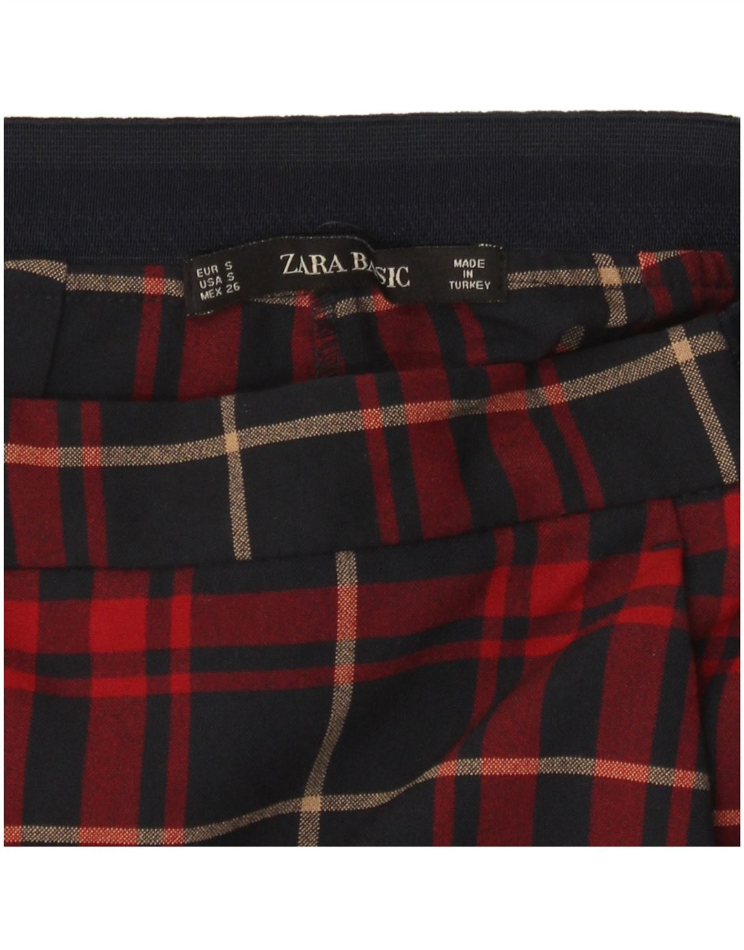 Zara Womens Slim Casual Trousers Small W26 L27 Red Plaid
