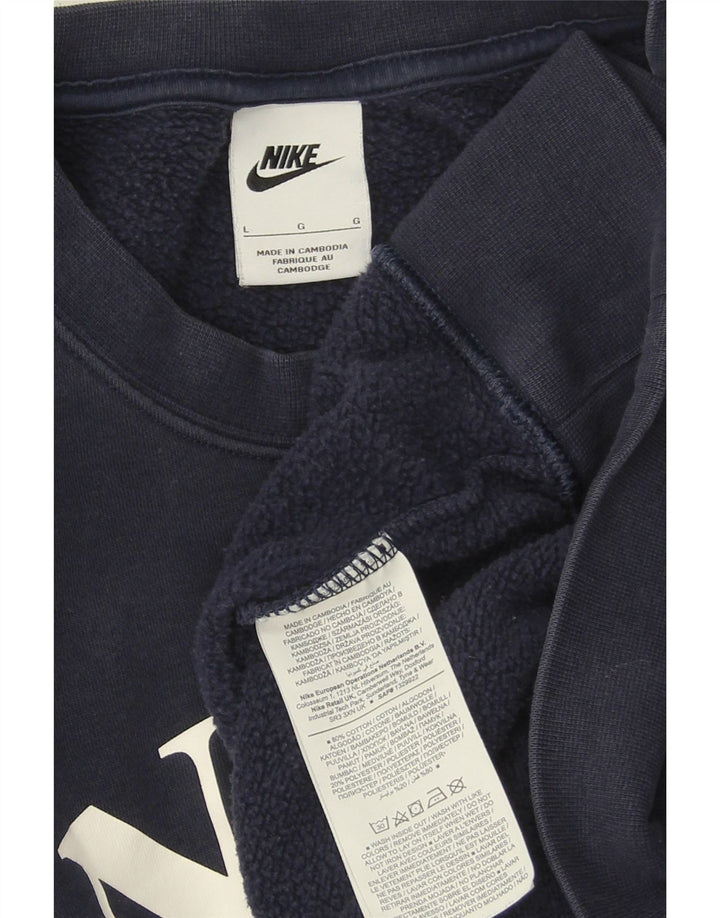 NIKE Womens Oversized Graphic Sweatshirt Jumper UK 16 Large Navy Blue