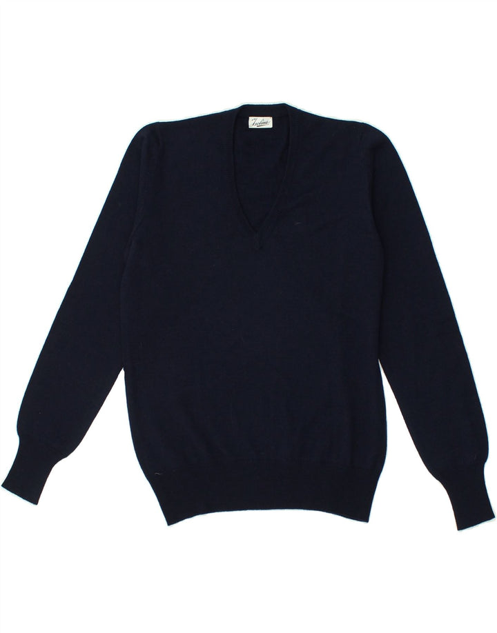VINTAGE Womens V-Neck Jumper Sweater IT 50 XL Navy Blue | Vintage Vintage | Thrift | Second-Hand Vintage | Used Clothing | Messina Hembry 