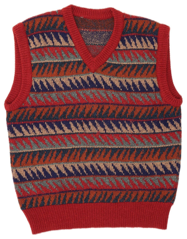 Vintage Mens Vest Tank Top Medium Multicoloured Geometric Wool