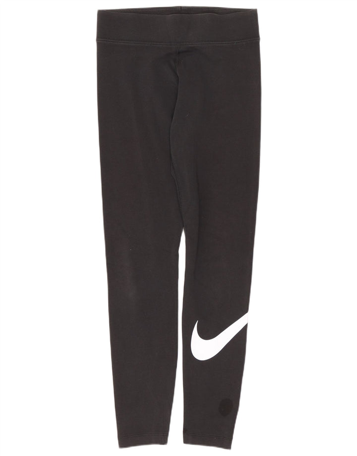Nike Womens Graphic Leggings UK 8 Small Black Cotton