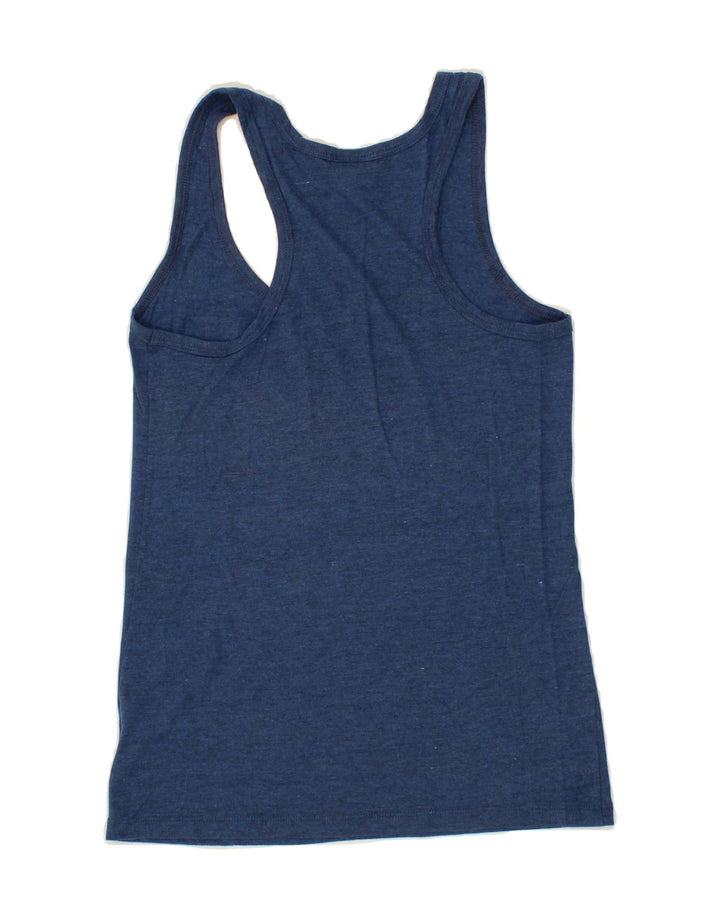 GENUINE MERCHANDISE Womens Graphic Vest Top UK 12 Medium Blue Polyester Vintage Genuine Merchandise and Second-Hand Genuine Merchandise from Messina Hembry 