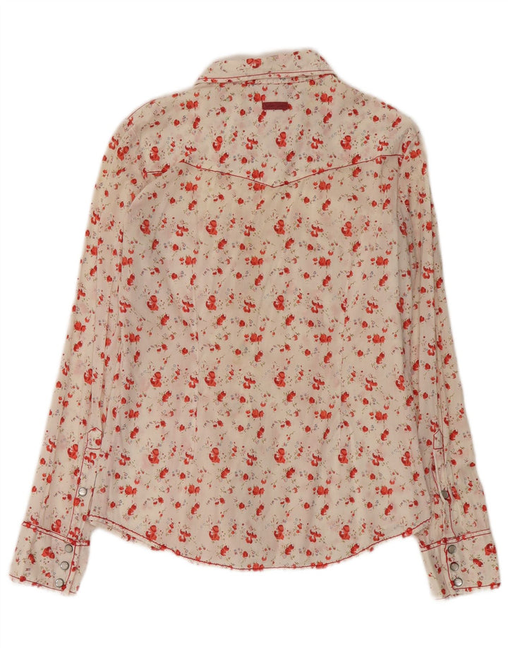 Marlboro Classics Womens Regular Fit Shirt Blouse UK 14 Medium White Floral