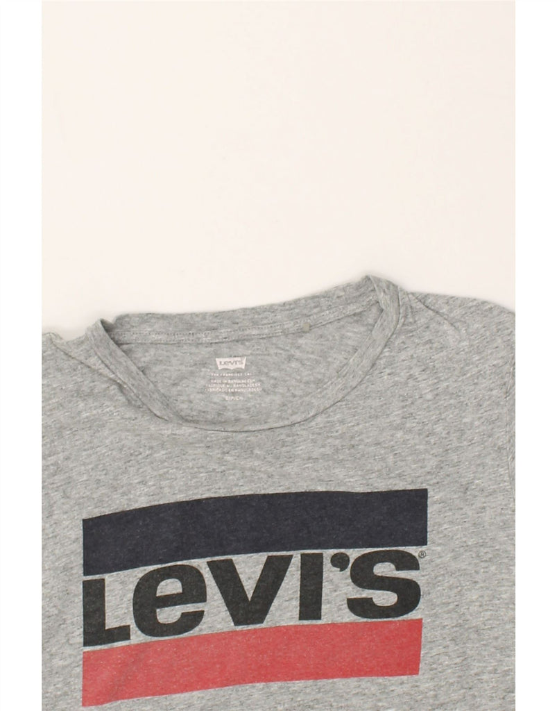 LEVI'S Womens Graphic T-Shirt Top UK 10 Small Grey Cotton | Vintage Levi's | Thrift | Second-Hand Levi's | Used Clothing | Messina Hembry 