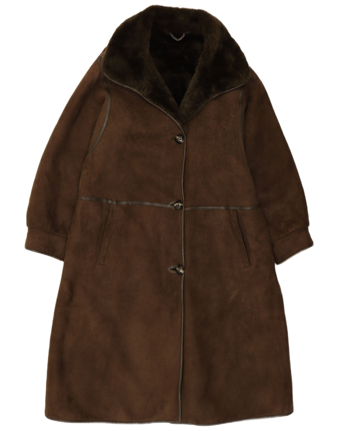Vintage Womens Shearling Shearling Coat IT 50 XL Brown Shearling