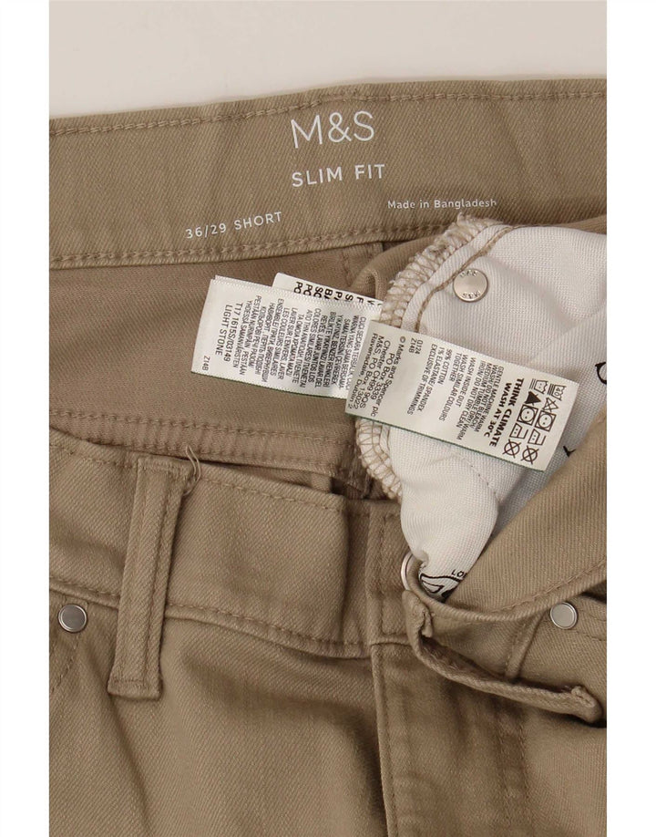 Marks & Spencer Mens Slim Jeans W36 L29 Beige Cotton