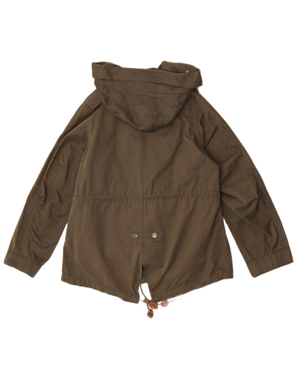 Zara Womens Hooded Parka Jacket UK 36 Small Green Nylon