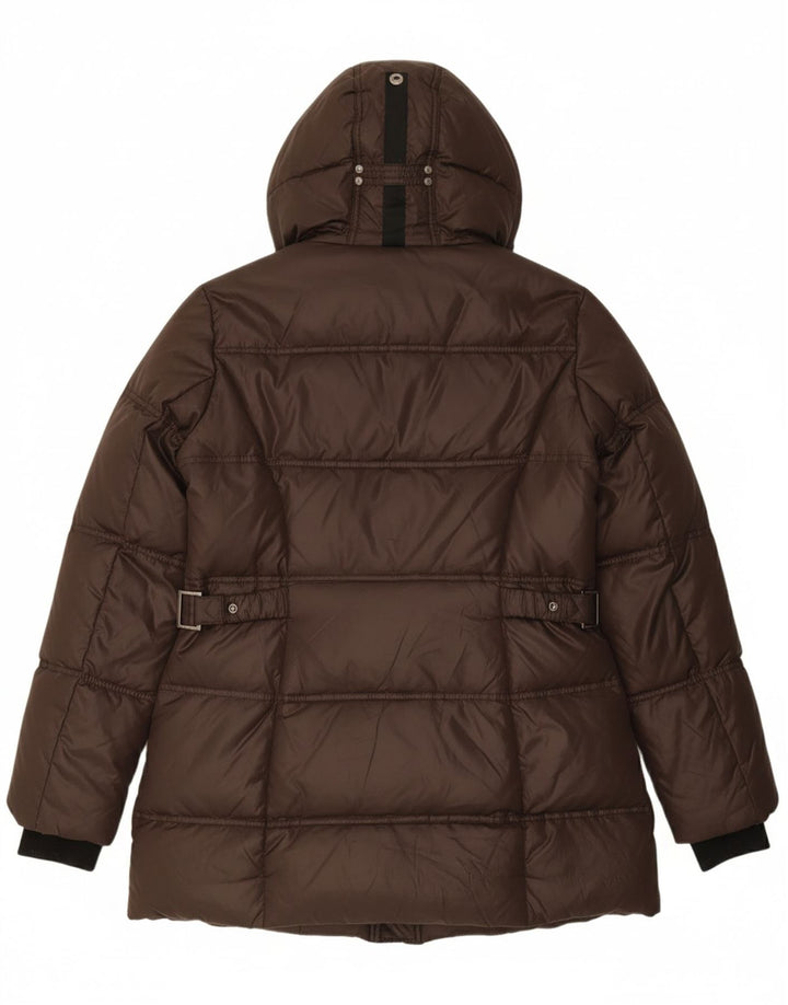 FRIEDA & FREDDIES Womens Hooded Padded Coat UK 16 Large Brown