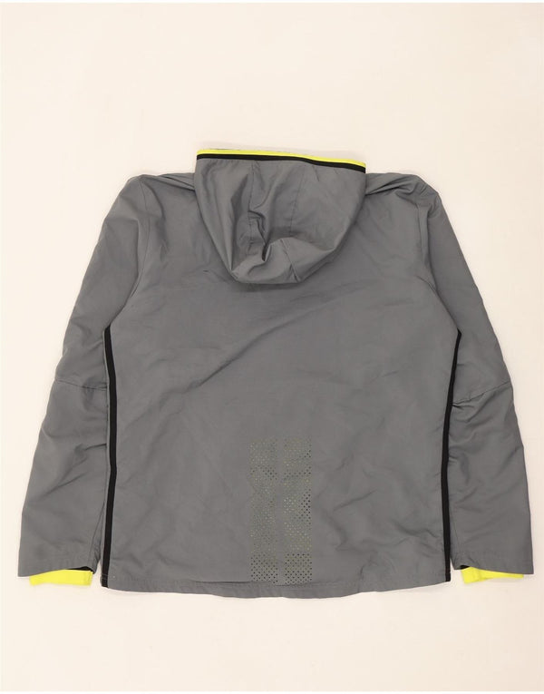 Adidas Mens Climacool Graphic Hooded Rain Jacket UK 40 Large Grey Polyester