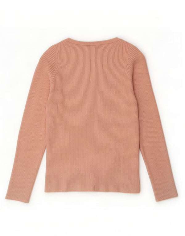 Topshop Womens Top Long Sleeve UK 14 Large Pink Viscose