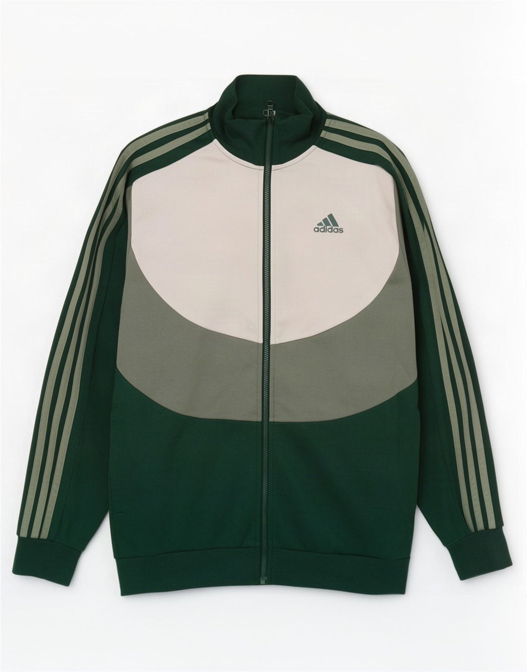 Adidas Mens Tracksuit Top Jacket Medium Green Colourblock Cotton