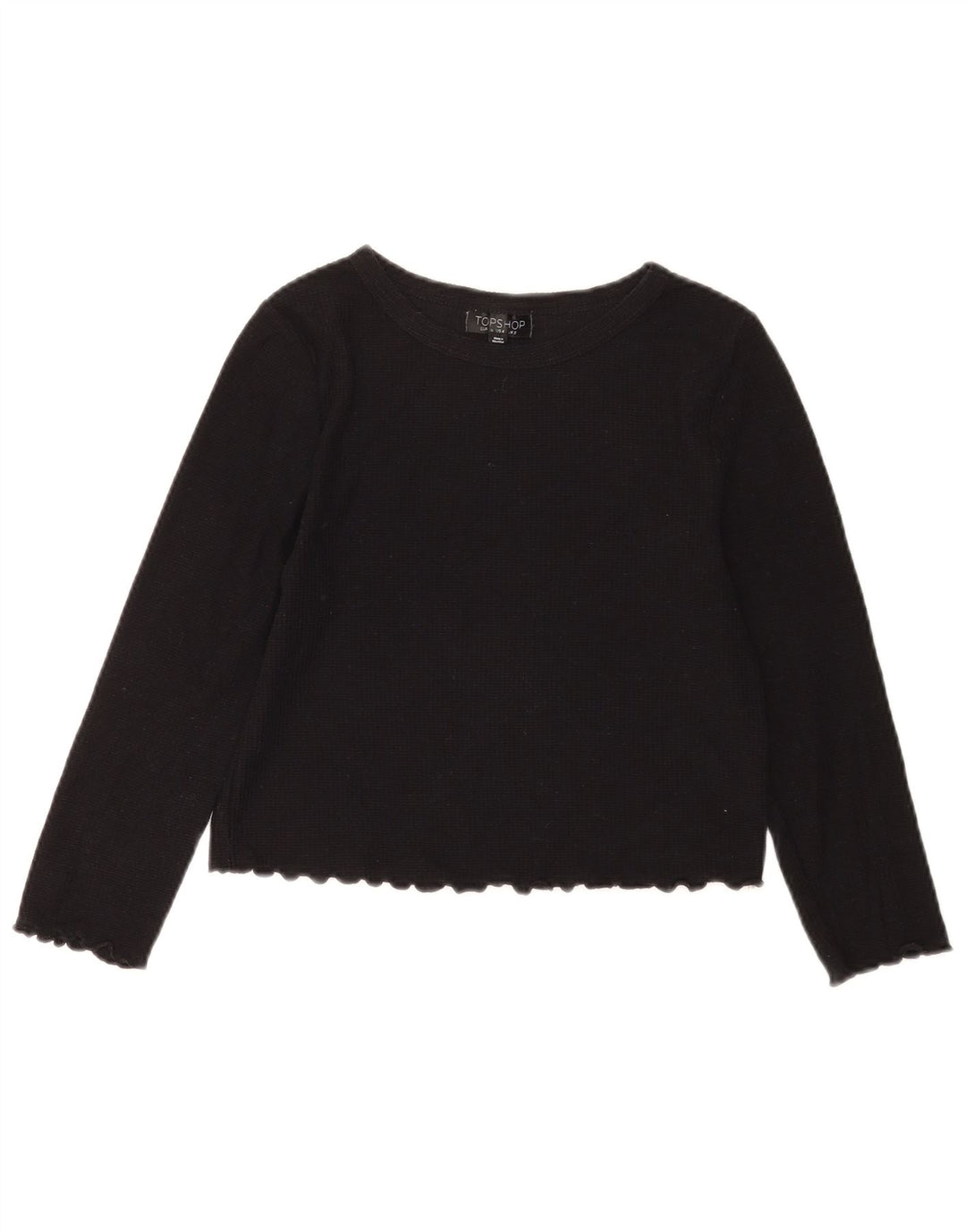 Topshop Womens Crop Blouse Top UK 8 Small Black Cotton