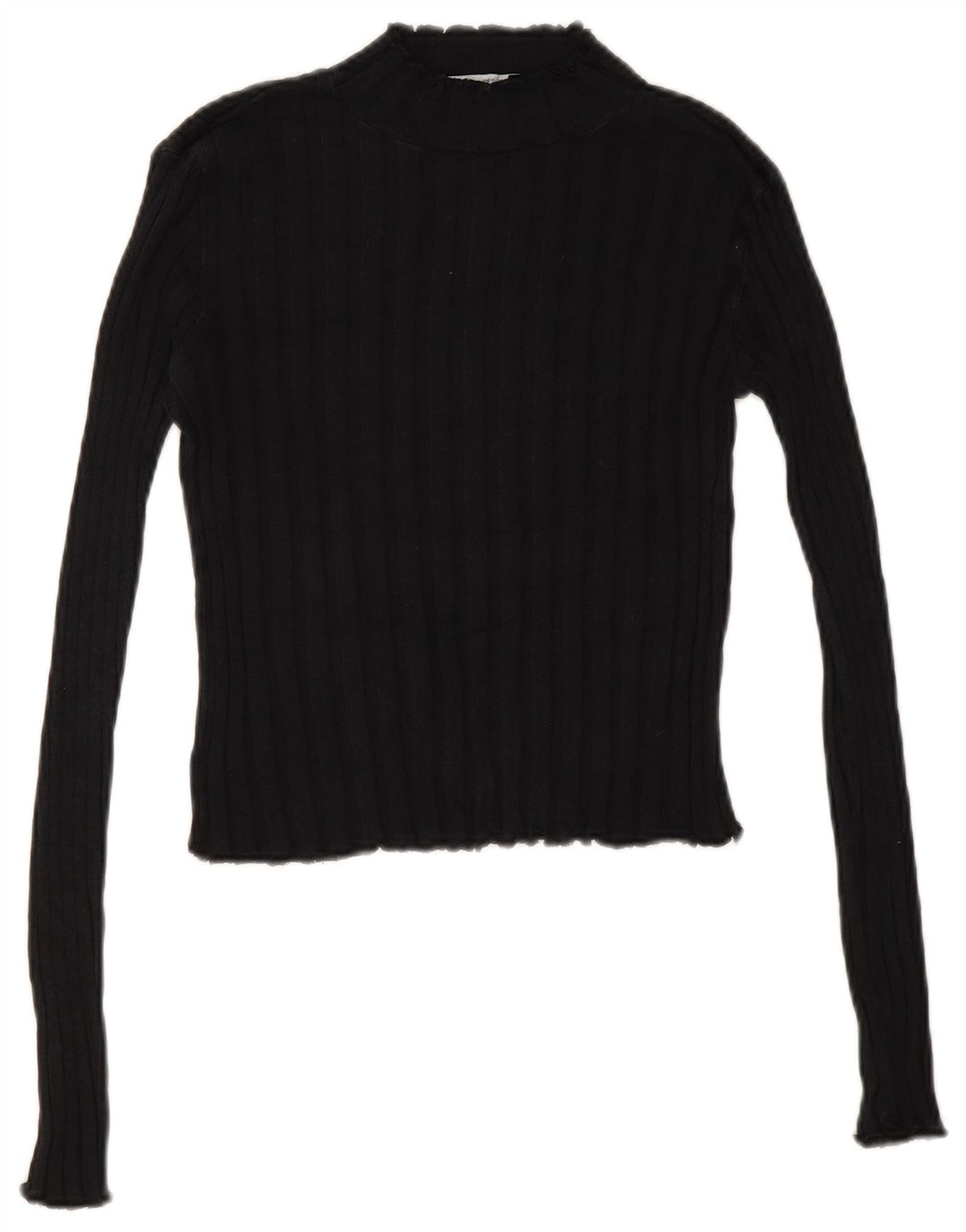 Zara Womens Crop Turtle Neck Jumper Sweater UK 12 Medium Black