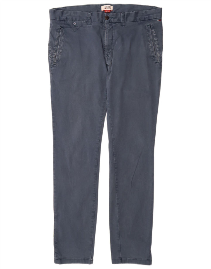 TOMMY HILFIGER Mens Slim Fit Chino Trousers W36 L34 Blue Cotton