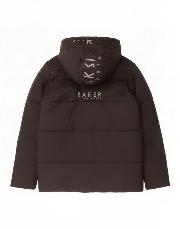 Ted Baker Boys Graphic Hooded Padded Jacket 12-13 Years Black Polyester
