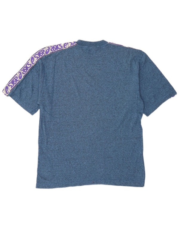Asics Mens Graphic T-Shirt Top XL Blue Flecked Cotton