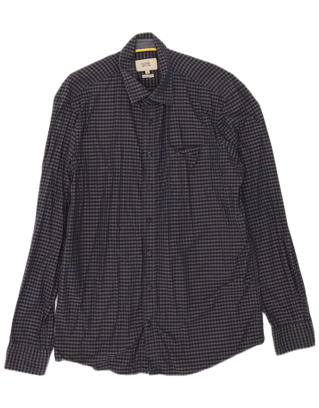 Camel Active Mens Regular Fit Shirt Medium Navy Blue Gingham Cotton