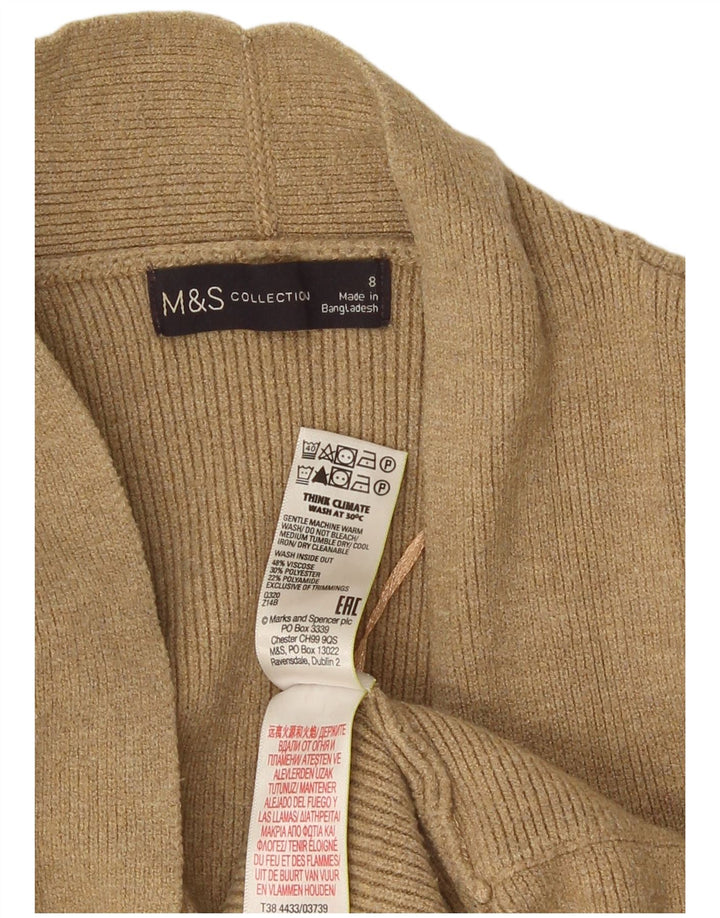Marks & Spencer Womens Open Cardigan Sweater UK 8 Small  Beige Viscose