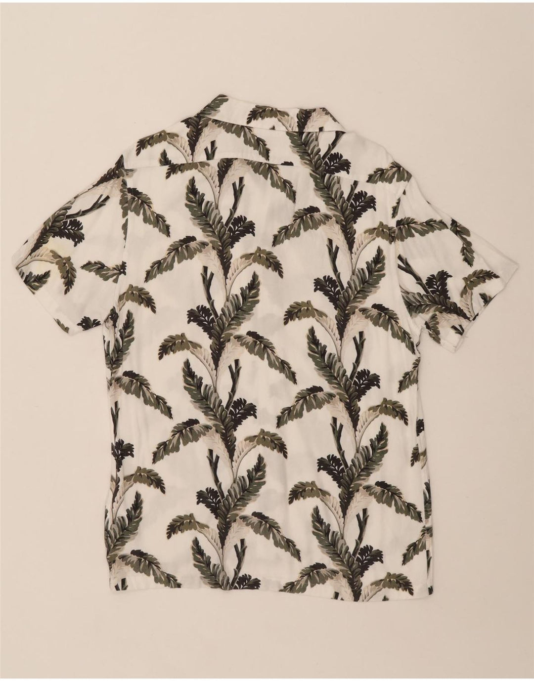 Reiss Mens Short Sleeve Shirt Large White Floral Viscose
