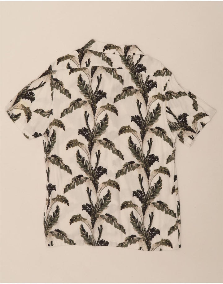 Reiss Mens Short Sleeve Shirt Large White Floral Viscose