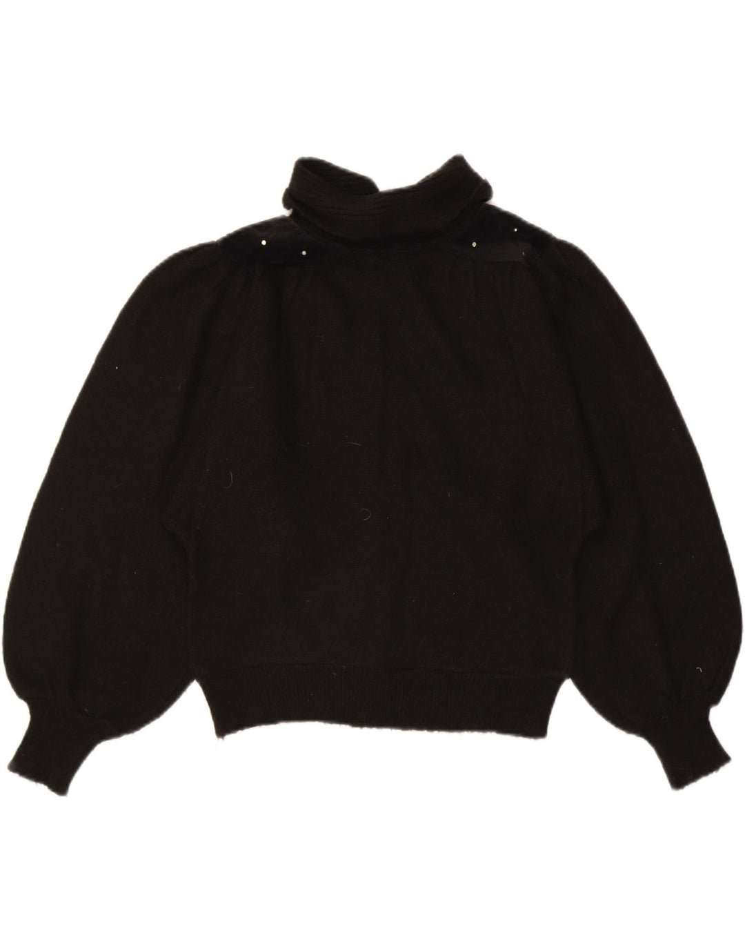 VINTAGE Womens Polo Neck Jumper Sweater UK 12 Medium Black Vintage Vintage and Second-Hand Vintage from Messina Hembry 