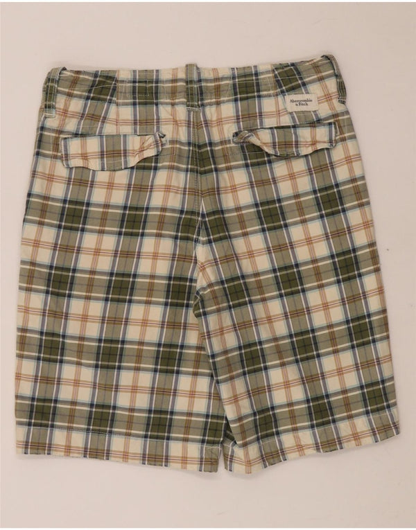 ABERCROMBIE & FITCH Mens Chino Shorts W30 Medium Beige Check Cotton