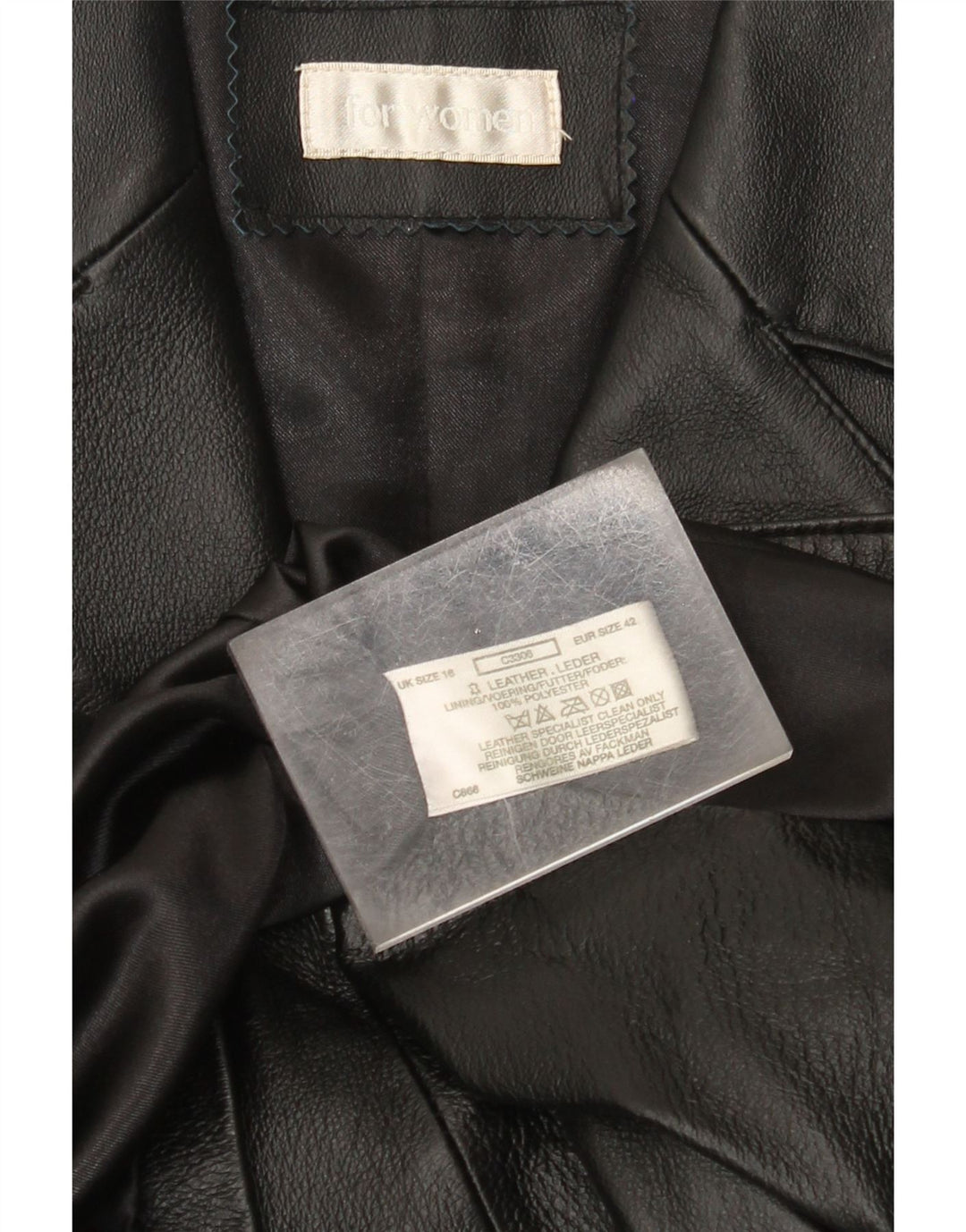 Vintage Womens Leather Coat UK 18 XL Black Leather