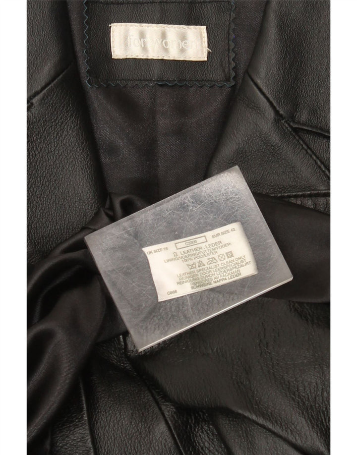Vintage Womens Leather Coat UK 18 XL Black Leather
