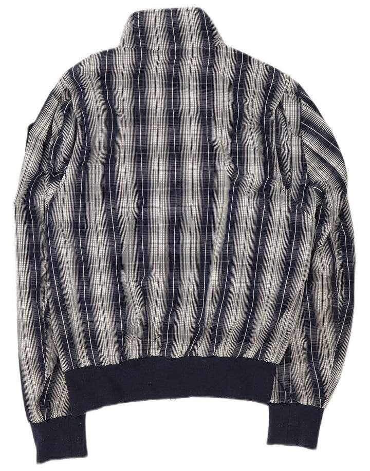 Blauer Mens Bomber Jacket UK 42 XL Navy Blue Check Polyester