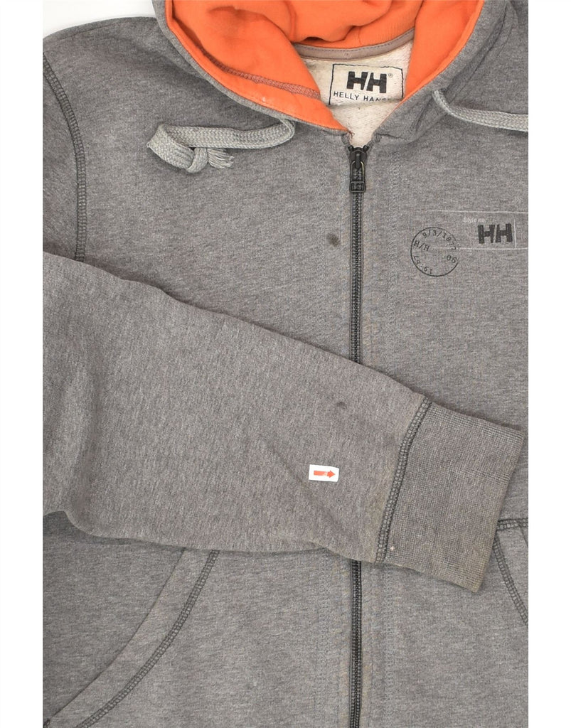 HELLY HANSEN Mens Graphic Zip Hoodie Sweater Medium Grey Cotton | Vintage Helly Hansen | Thrift | Second-Hand Helly Hansen | Used Clothing | Messina Hembry 