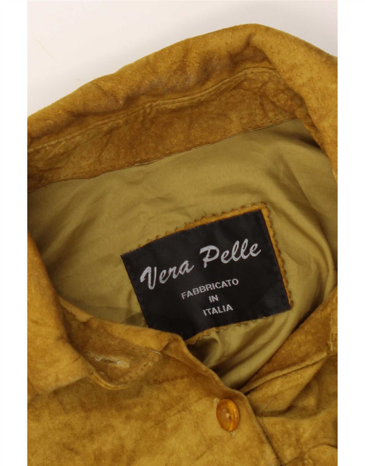 Vintage Womens Suede Jacket IT 48 XL Khaki