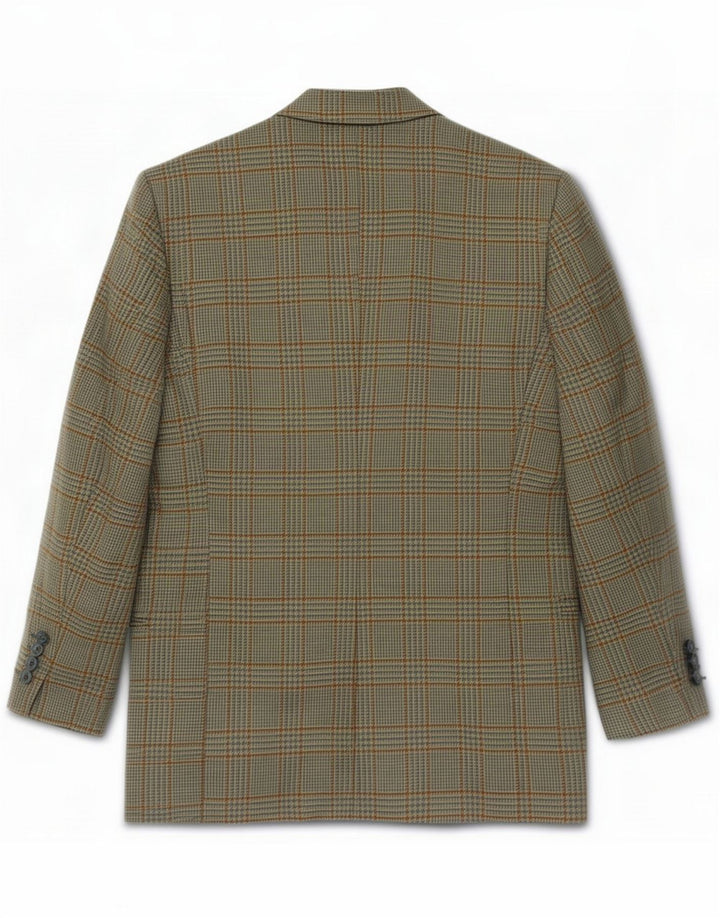 Valentino Mens 2 Button Blazer Jacket IT 48 Medium Green Check Wool