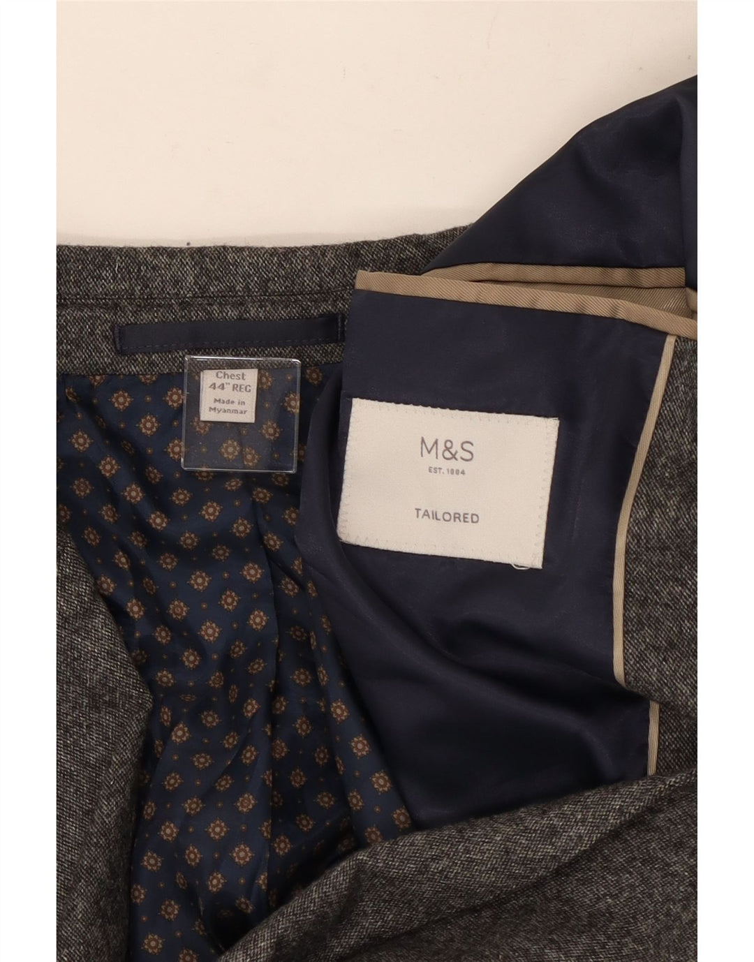 Marks & Spencer Mens 2 Button Blazer Jacket UK 44 2XL Grey Wool