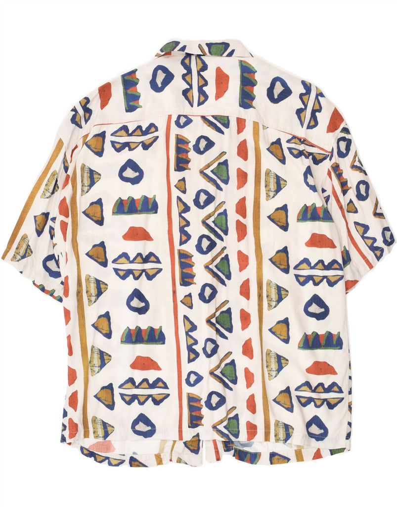 PULL & BEAR Mens Short Sleeve Shirt Large White Geometric Hawaiian | Vintage Pull & Bear | Thrift | Second-Hand Pull & Bear | Used Clothing | Messina Hembry 